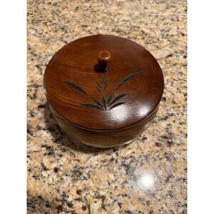 Wooden Brushed Lacquer Lidded Snack/Trinket Bowl